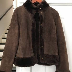 NEW Tory Burch Shearling, Chocolate Brown Size M